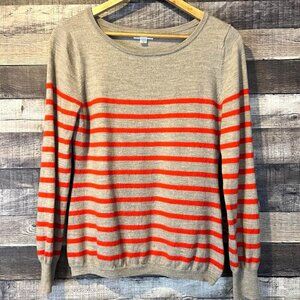 Garnet Hill Merino Wool Striped Sweater M Academia Preppy Quiet Luxury